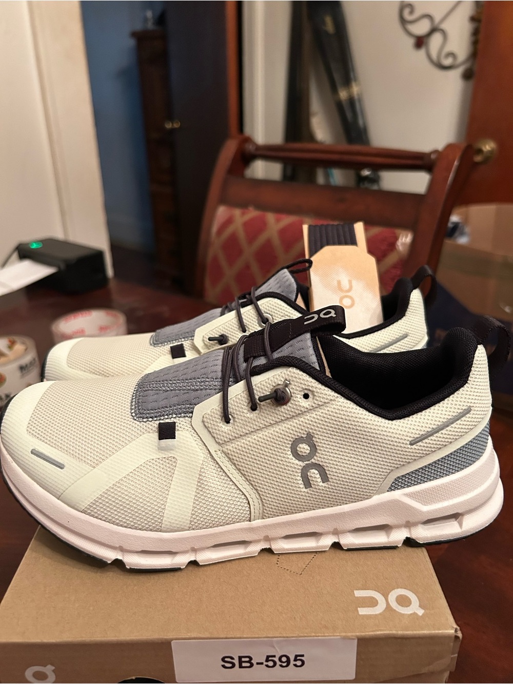 On Cloud Sneakers in Cream and Gray